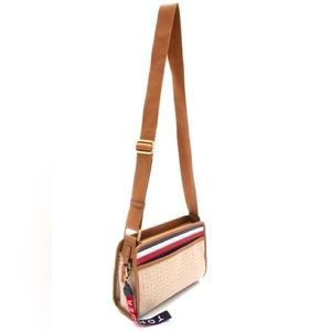 TOMMY HILFIGER BEIGE STRIPE LEATHER BAG